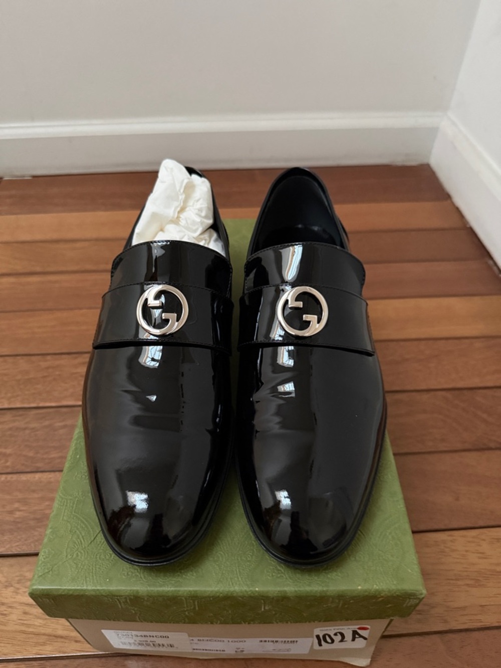 NIB Men’s Gucci Interlocking G Patent Leather Loafers 9.5 - Picture 3 of 10